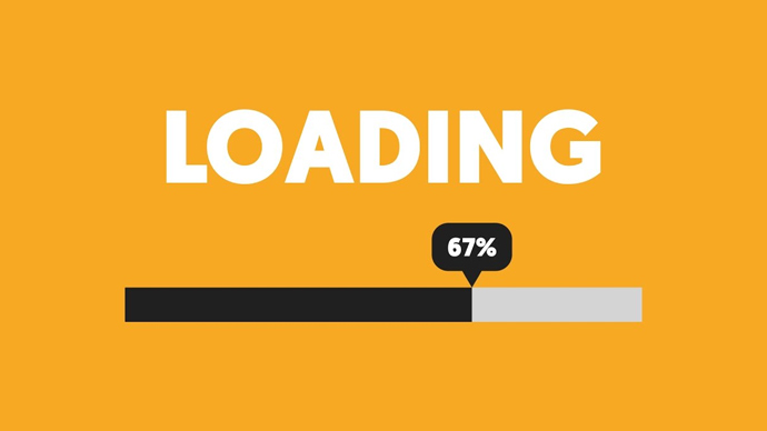 A loading bar stopped at 67 percent